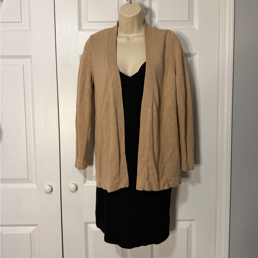 Women's Tan Open-Front Sweater